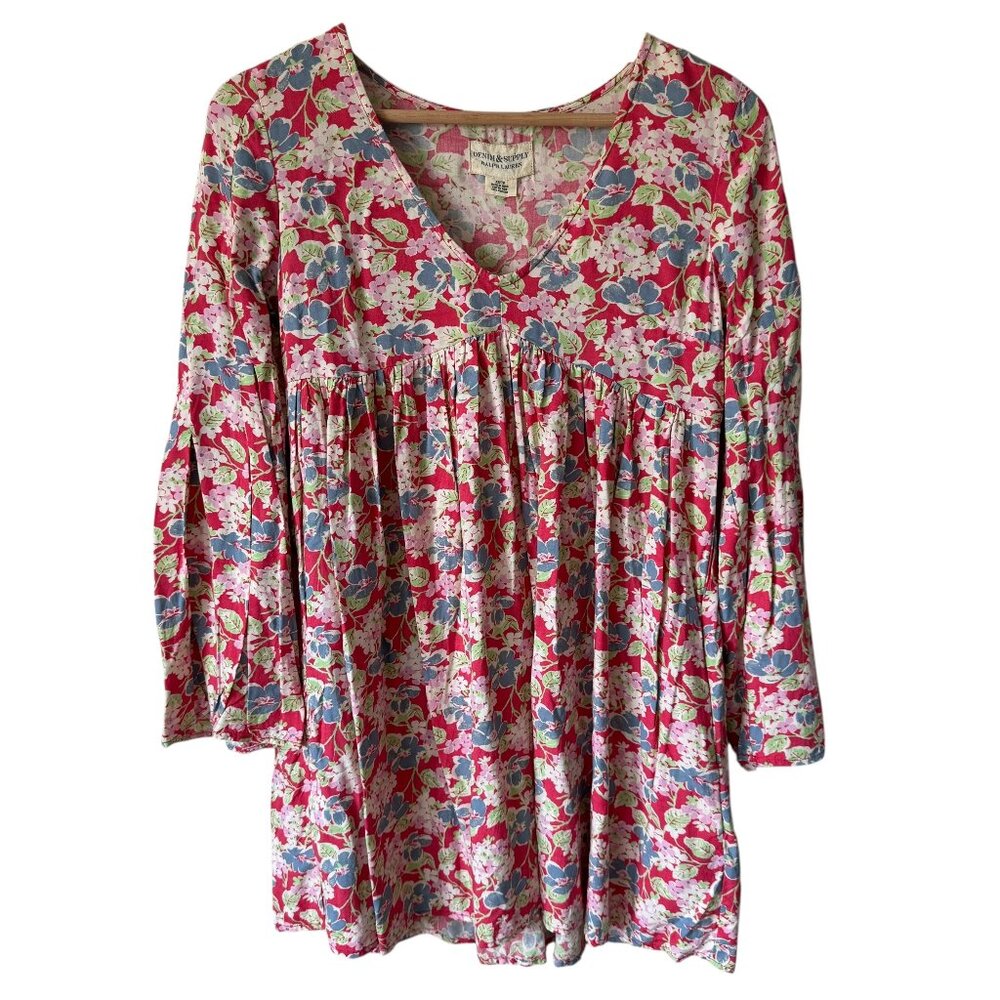 Denim & Supply Ralph Lauren Julia Dress Tunic Sz XS Bell Sleeve Flowy Floral